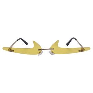 6170 | Yellow Backward Checkmark Novelty Rimless Sunglasses